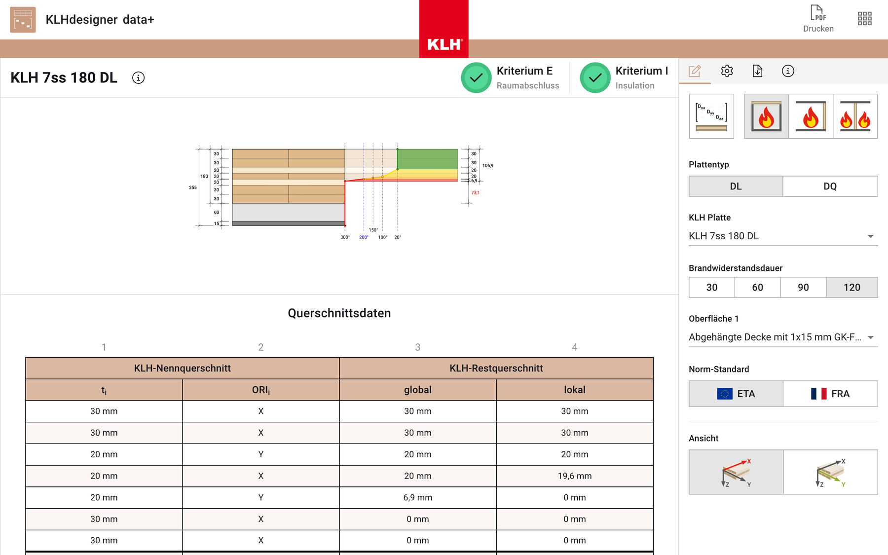 KLHdesigner data+ v2 Oberfläche