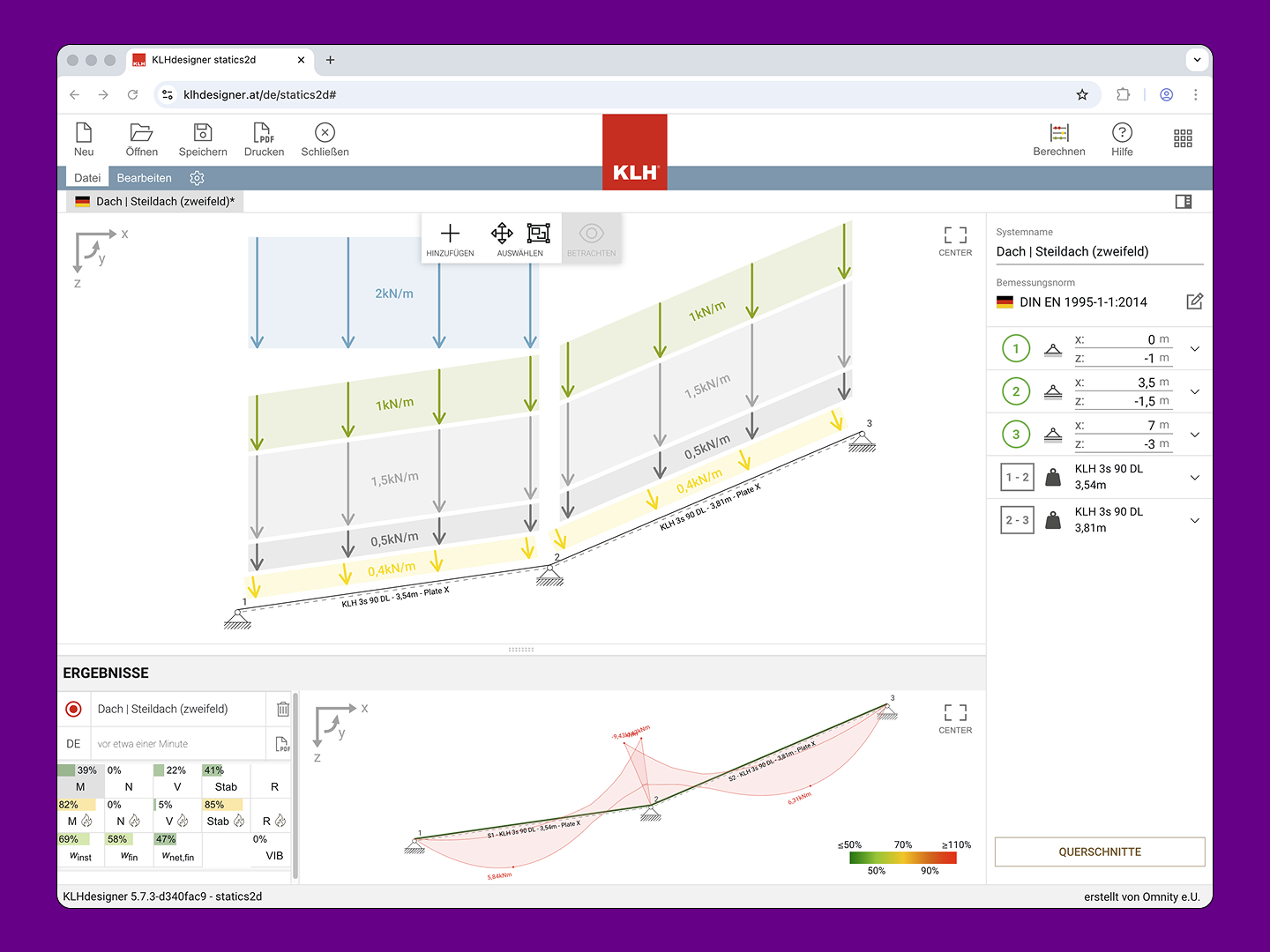 statics2d Web-App Oberfläche